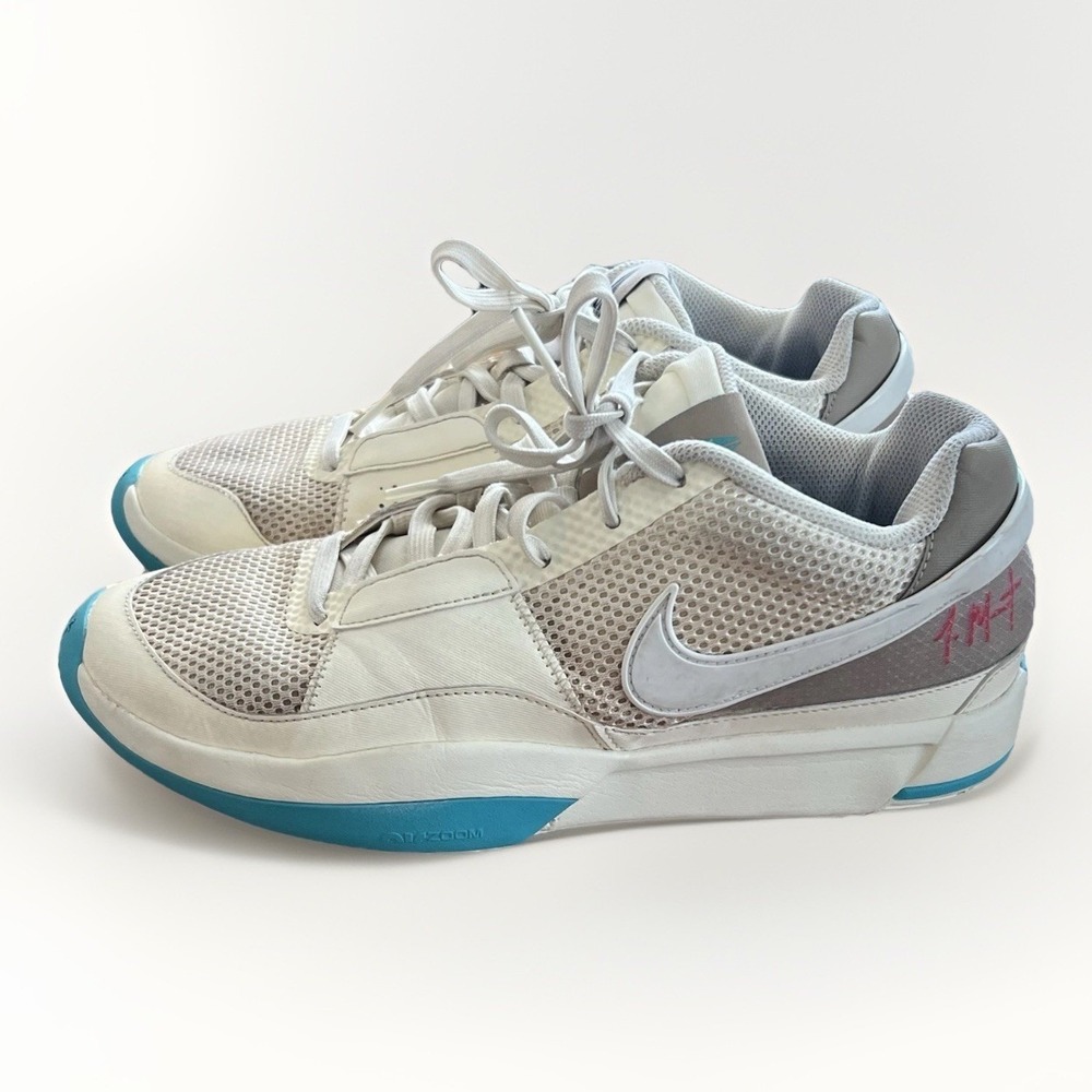 Nike Ja Morant 1 Coconut Milk Ivory Teal Basketball Shoes Men's 9.5 Sneakers